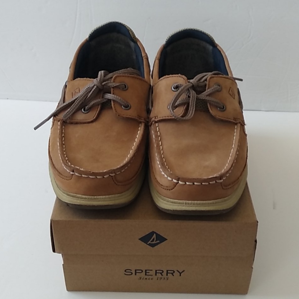 Sperry lanyard dark tan billfish 3 eye boat shoe